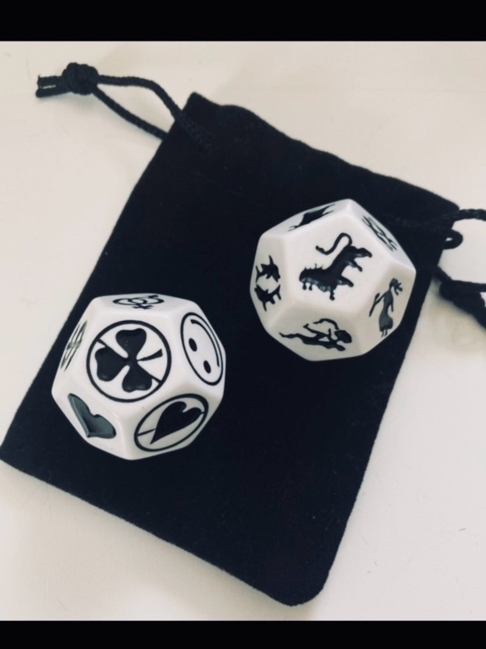 Divination Dice Set/Zodiac Astrology Psychic Dice Pair- B&W Graphics